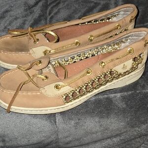Sperry Top Siders Tan/Gold Sz  7.5